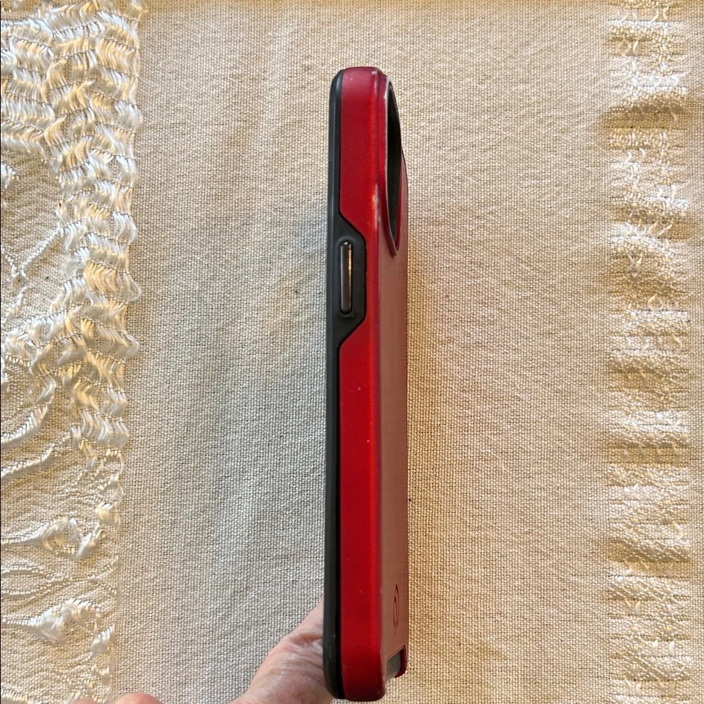 OtterBox Red and Black Phone Case; Fits I phone 15. Used, but still Useful!